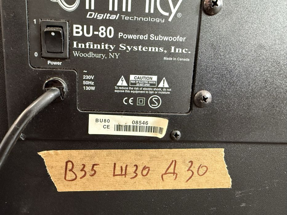 Infinity BU-80 Subwoofer. 8”
