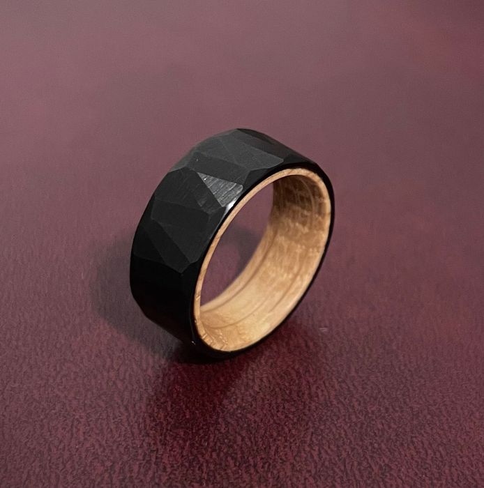 Inel/verighetă neagră din tungsten, mărimea 8 (US) sau 57 (EU)+cadou