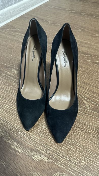 Туфли велюр темно-синие