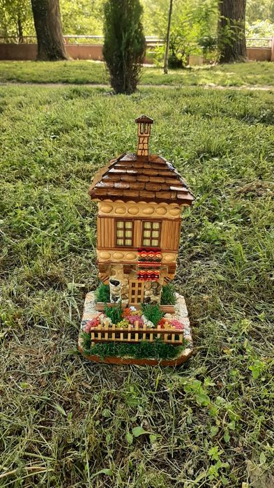 Декоративна къща, Макет на българска къща от дърво и камък, ръчна изра