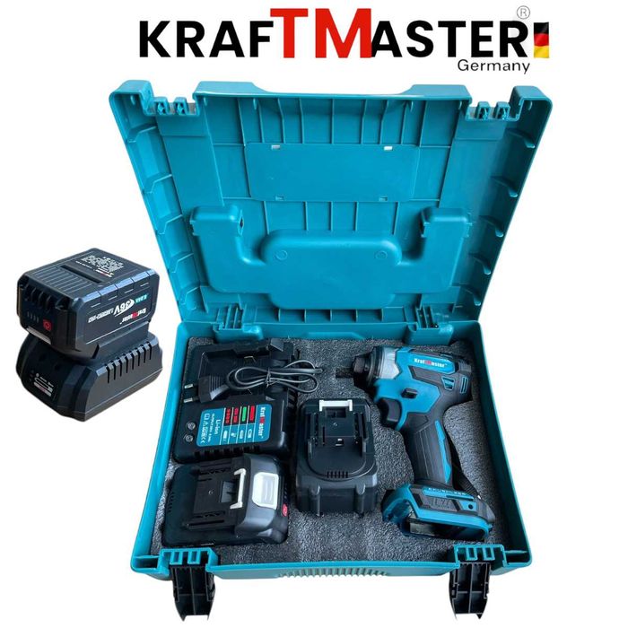 Ударен Безчетков Импакт Акумулаторен 36V 8,0AH KRAFT MASTER 850Nm 2 Батерии и Зарядно