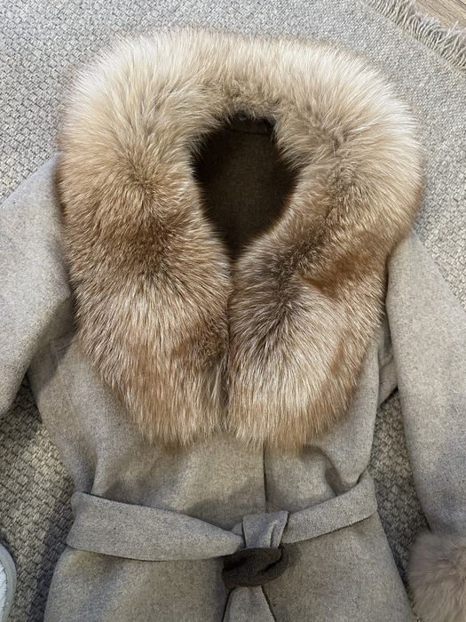 Palton de lana cu blana naturala