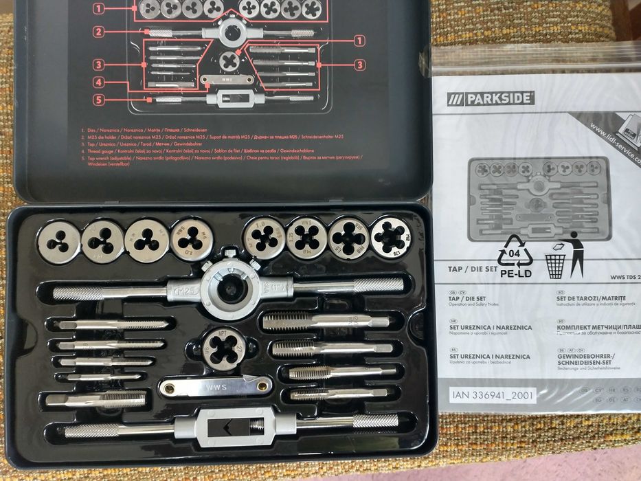 Комплект метчици и плашки 21 части