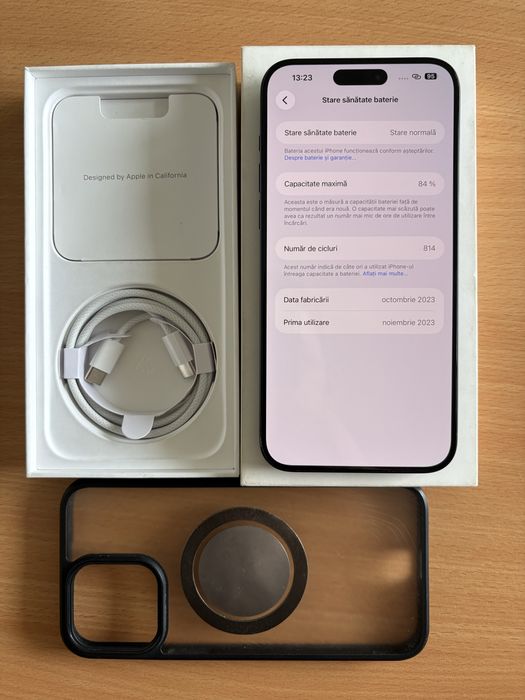 iPhone 15 Pro Max, Blue Titan, impecabil