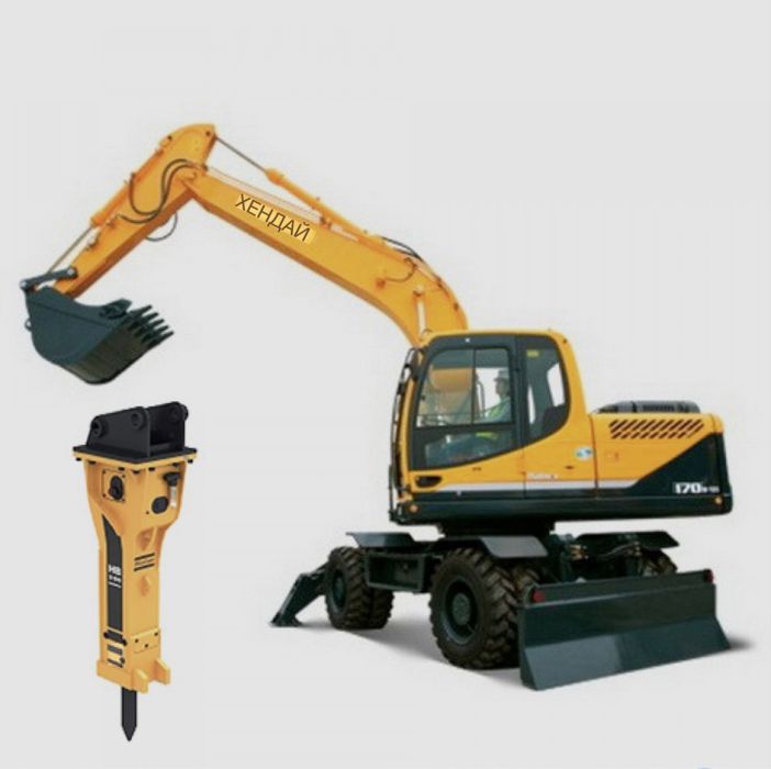 Услуги/аренда Колесного Экскаваторов с Гидромолотом и узким Ковшом