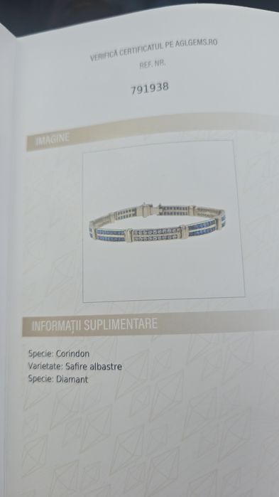 Brățară tennis diamante si safire