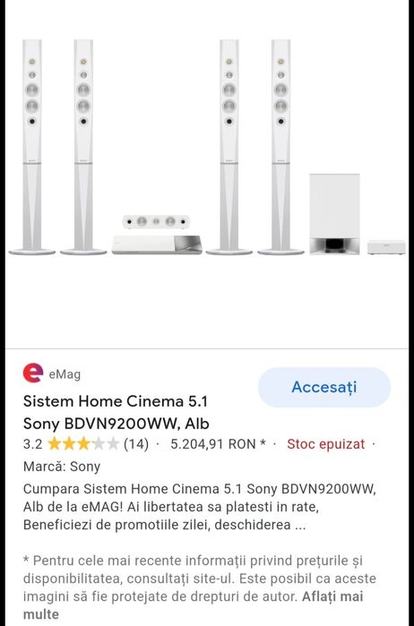 Sistem Sony in stare buna ,schimb cu boxa activa.