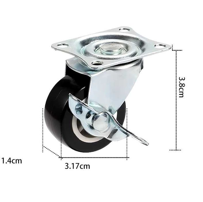 Комплект 4 броя колелца за мебели със стопер, 2 модела, колела, колело