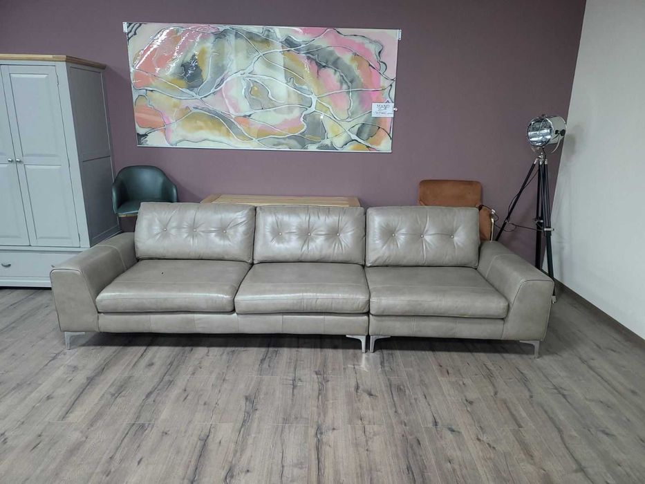 Бежов кожен диван четворка - 100 % естествена кожа