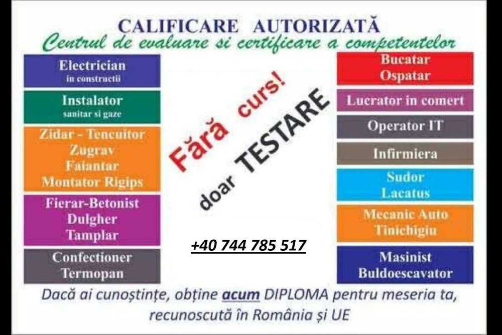 Curs/Calificari valabile in UE