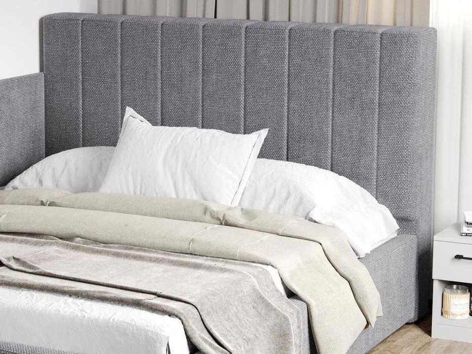 Pat Tapitat de colt Adam Gri Eden 18 somiera rabatabila si lada