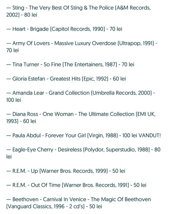 Cd-uri originale muzica diversa italo-disco/dance/synth-pop