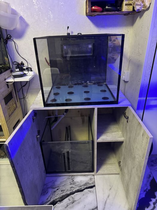 Acvariu marin complet cu sump și dulap – sticlă Ultra Clear 10 mm