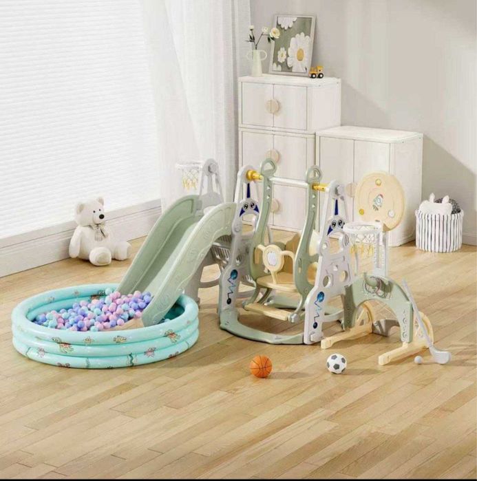 Качели детские для дома с горкой