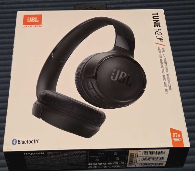 Casti audio wireless on-ear JBL Tune 520BT, Negru