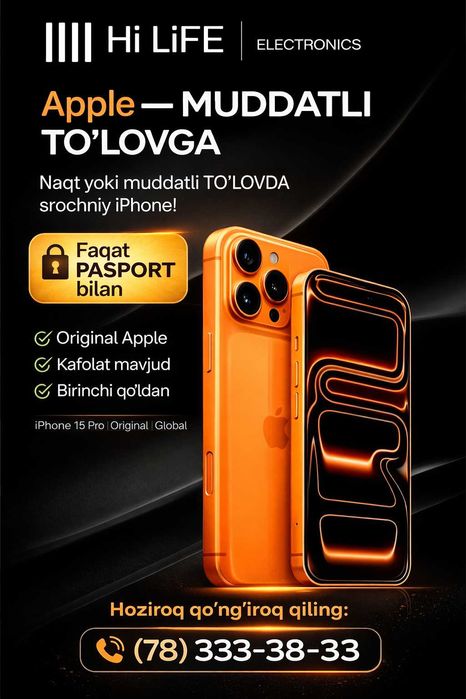 iPhone 17 Pro Max 256GB Sim+E-sim | Rassrochka Oyiga 100y.e.