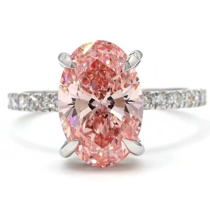 Inel exclusivist cu diamant roz Fancy Vivid Pink 3.08 ct – Aur Alb 18K – Certificat IGI