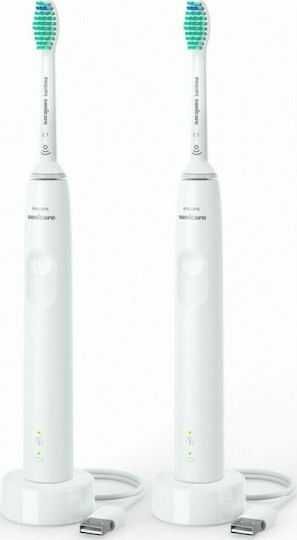Philips Sonicare 3100 Електрическа Четка за Зъби с Таймер 2 броя Бели