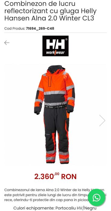 Salopetă de lucru de iarnă Helly Hansen