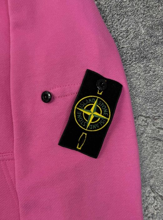 Суитшърт с цип Stone Island розов суитшърт с цип Stone Island, Stone Island Stone суитшърт дамски унисекс спортен суитшърт розово худи розово облекло.