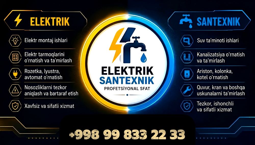 Santexnik montaj remont ishlari va avariya tezkor vizif hizmati