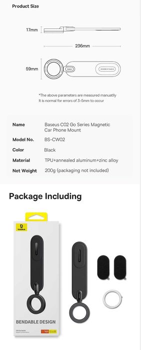 Baseus C02 Go Магнитный Авто Держатель MagSafe For iPhone 15 16