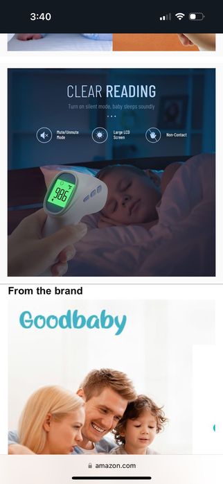 Бесконтактный  высокоточный термометр Good Baby. Привезенный с Америки