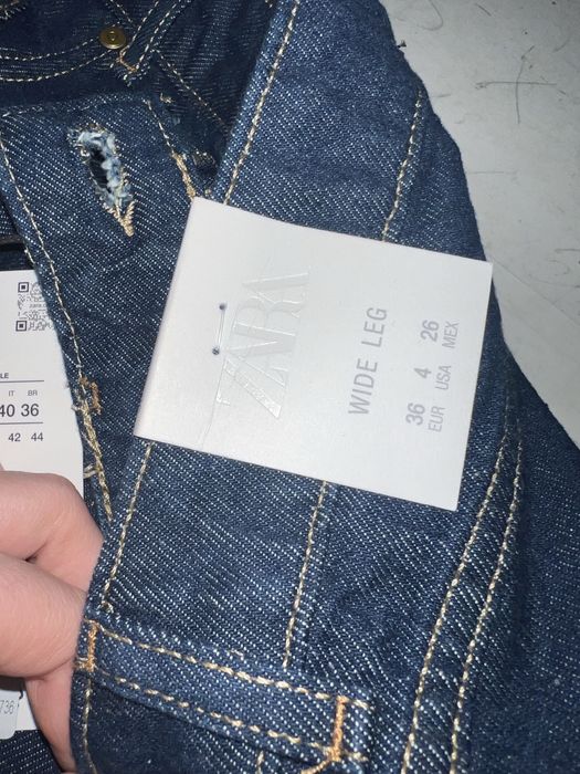 Тъмно сини дънки с черен кант ЗАРА