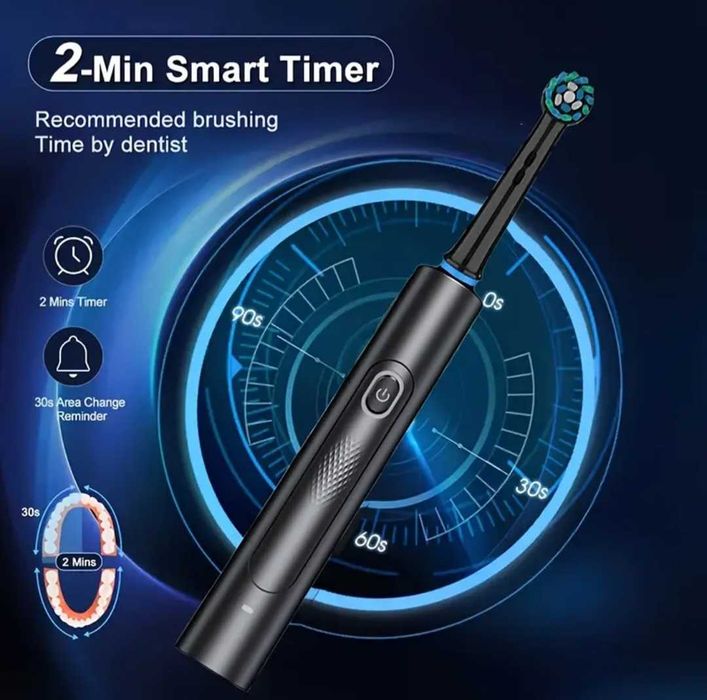 Set periuta de dinti electrica, 4 capete rezervă, încărcare USB