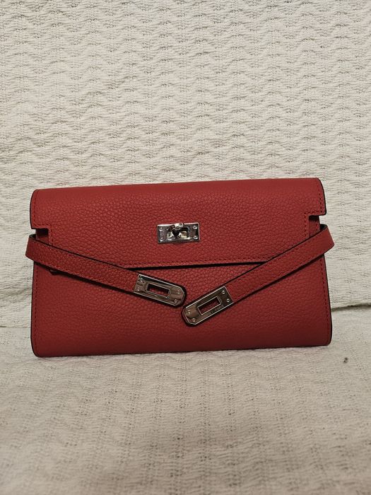 Portofel Kelly (  Kelly Wallet) rosu, piele naturala togo