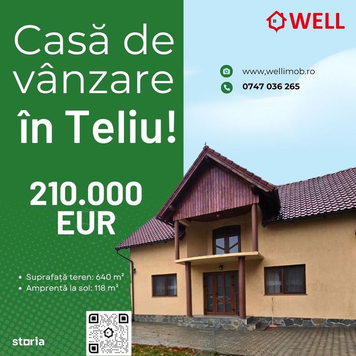 Casă de vânzare în Teliu, jud. Brașov!