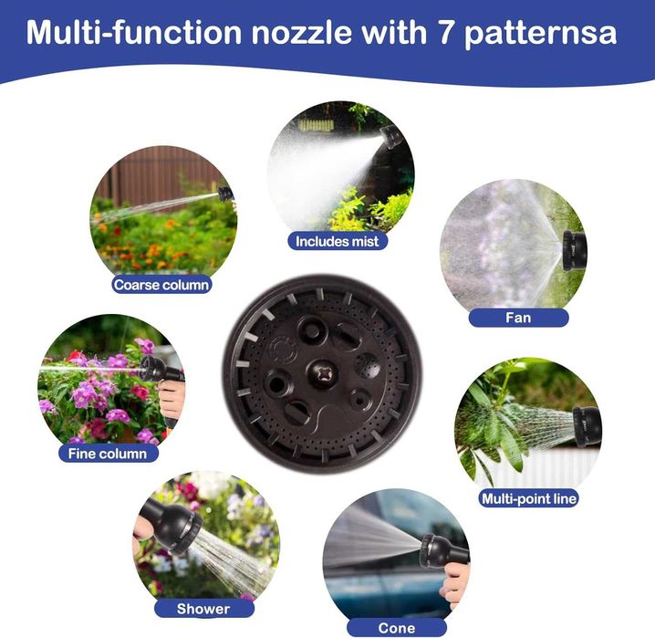 НОВ! Разтегателен градински маркуч 15 м с пистолет – 7 функции