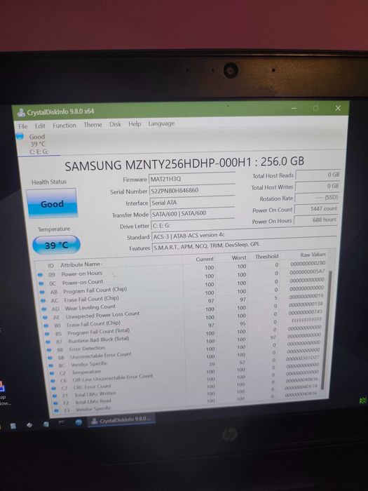 SSD Samsung 256GB M.2 SATA – 97% Health – 516 MB/s – Testat