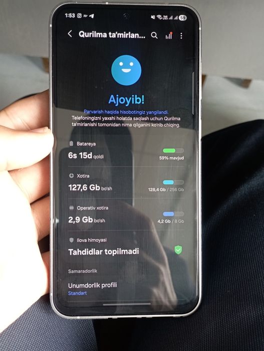 Samsung Galaxy S23 FE
​Xotira: 256/8 GB
​Holati: Ideal,