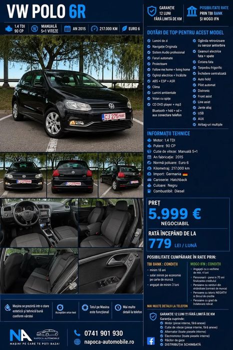 Volkswagen Polo Vw Polo 6R Diesel/Garanție/posibilitatea de rate