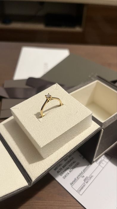 Inel logodna Teilor aur 14k + diamant