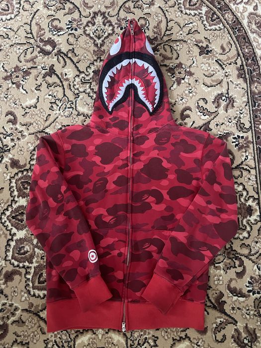 Bape Red Camo Shark Hoodie.