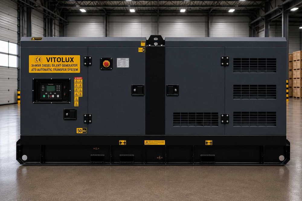 344 KVA/275 KW Шумозаглушени Трифазни Дизелови Генератори с Автоматика