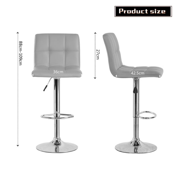 Scaun bar / make up, reglabil + rotire, gri