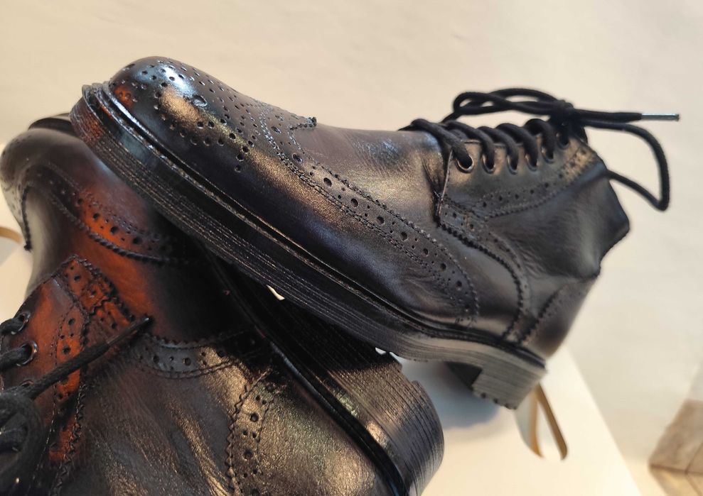 Ghete lace up brogue 40 Lav Artigianale piele naturala moale navy