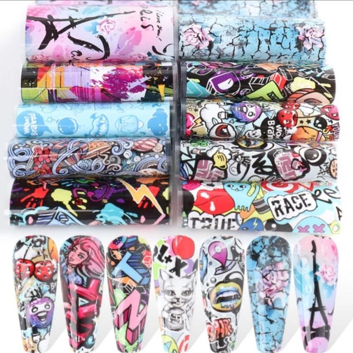 Для Маникюра. Галографическая фольга Стикеры для ногтей