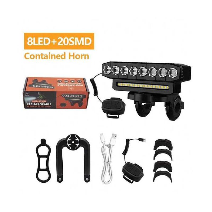 Ултра ярка 5 LED / 8 LED светлина за велосипед, Фар, Клаксон, Батерия