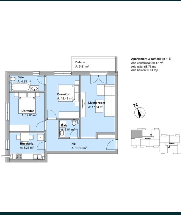 Vand apartament 3 camere
