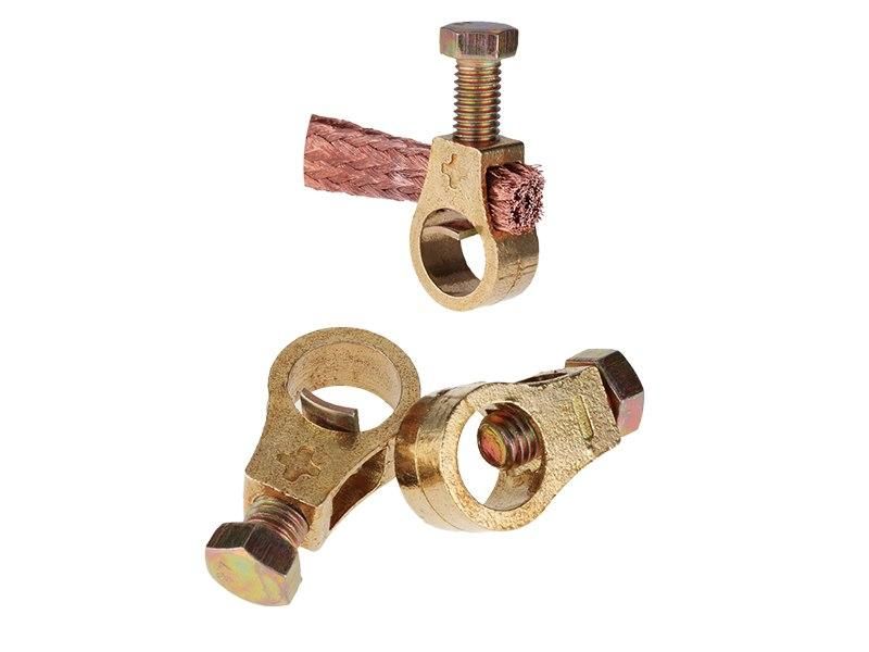 месингови клеми за акумулатор комплект + и  - 2броя, 12/24v макс. ...