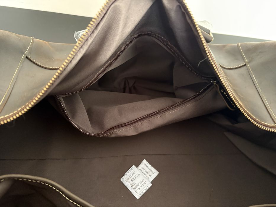 Кожен сак / пътна чанта от конска естествена кожа – тъмно кафяво