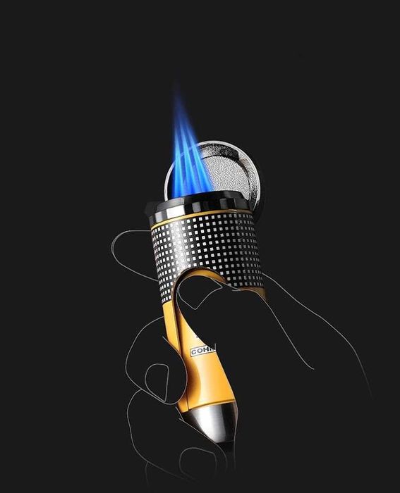 Подаръчен комплект от пепелник,запалка/стойка и ножица за пури