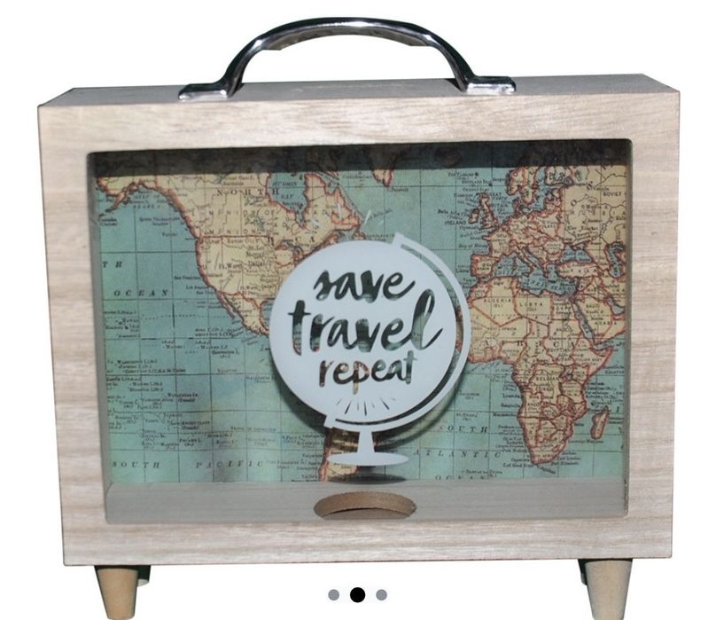 Pusculita valiza Save travel repeat Map 21x21x7 cm