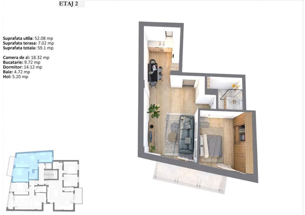 Apartament 2 camere | Bloc nou | 52mp | Balcon | Garaj | Centru — fotografia 1