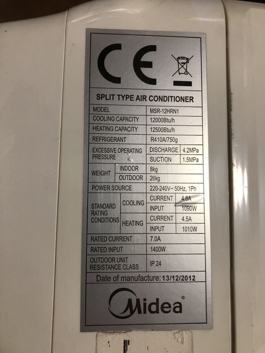 Aparat aer condiționat Midea Model MSR-12HRN1