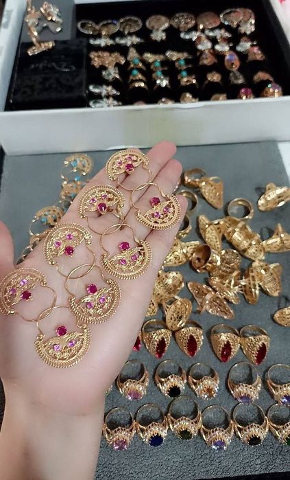 Tilla kopiya taqinchoqlar uzuk zirak braslet lar arzon ga